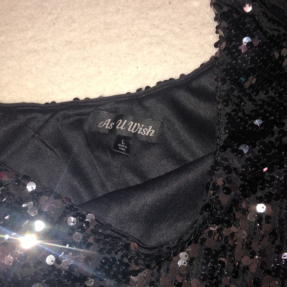 One shoulder black/silver sequin mini dress - Picture 5 of 5